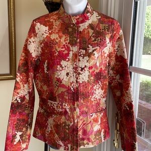SIGRID OLSON QUILTED FLORAL JACKET 100% SILK SIZE 4 Excellent condition!